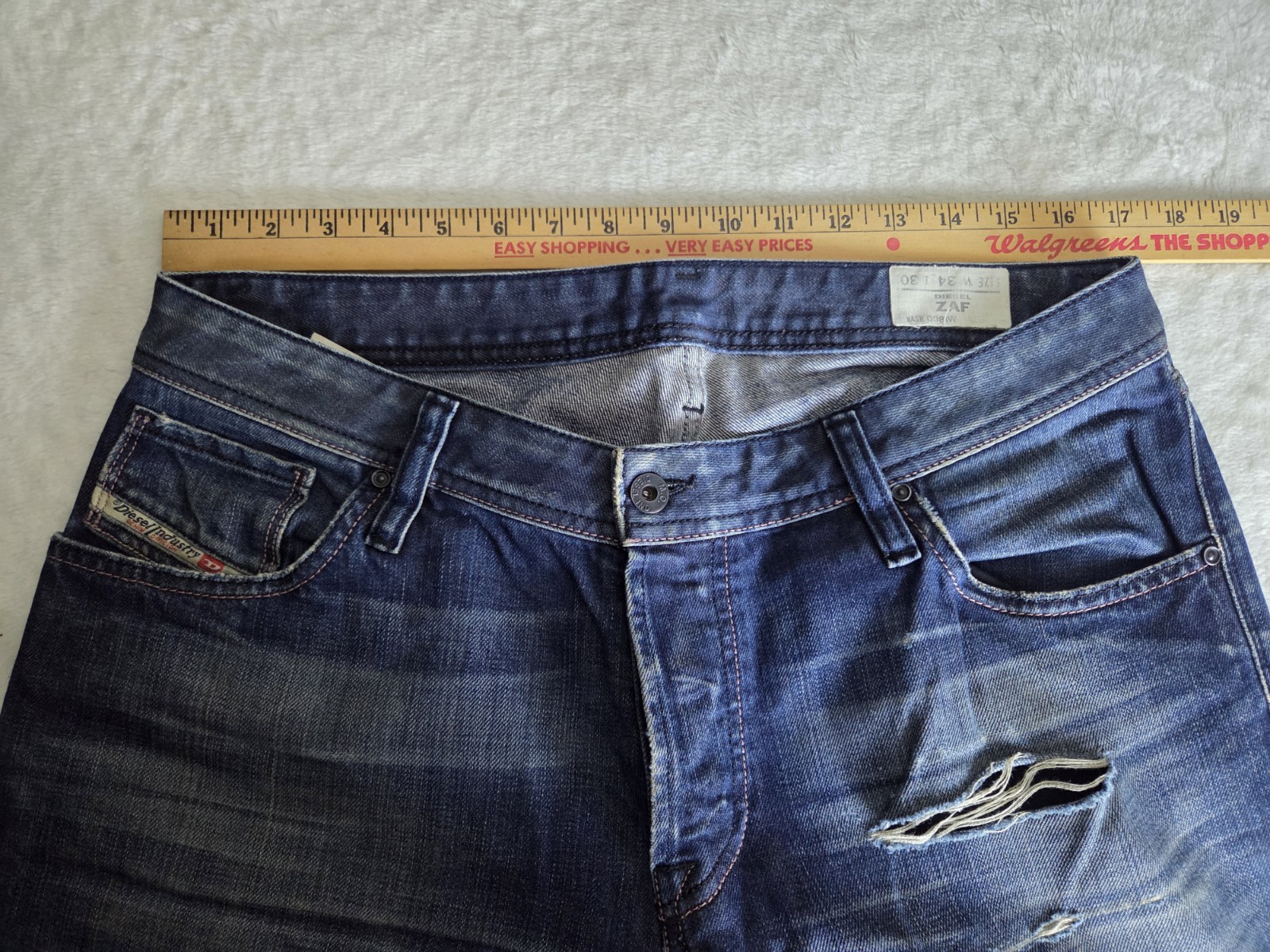 DIESEL ZAF 800 Sz 34 BOOTCUT FLARE BUTTON FLY JEANS DENIM 34x30 Distressed  thumbnail 15