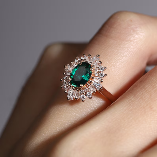 4.50 Ct Oval Cut Natural Emerald Diamond Wedding Ring 14K Rose Gold Size 7 - Picture 2 of 12