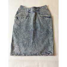 Vintage Denim Skirt Womens 27 Acid Wash Blue Excellent High Waist Midi Pencil