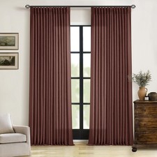 Curtains 102 Inch Pinch Pleated Linen Chestnut Brown Pack Inches Long Living