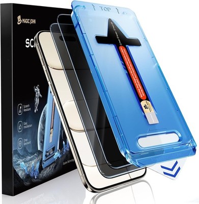 MAGIC JOHN 2 Pack for iPhone 17 Air tempered Glass Screen Protector Dust removal
