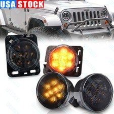 Led Turn Signal Side Marker Fender Lights Smoked Lens For Jeep Wrangler Jk Jku