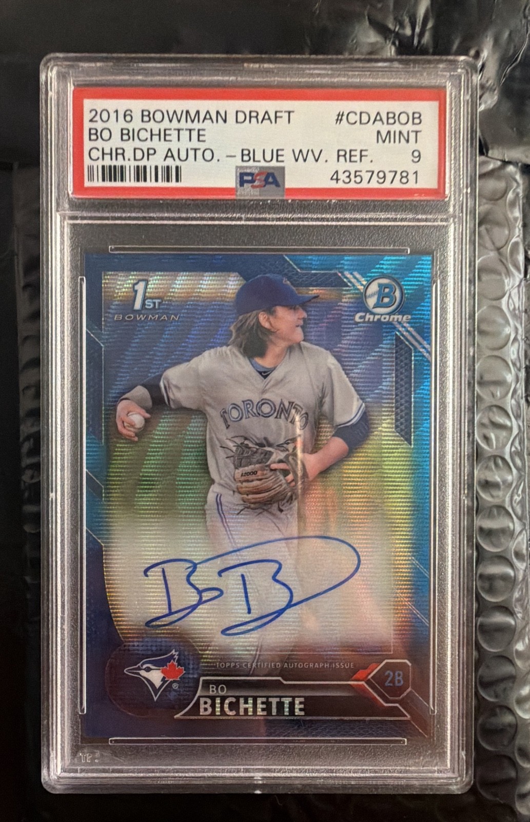 2016 Bowman Chrome Draft Pick Autographs Bo Bichette Blue Wave /150 PSA 9