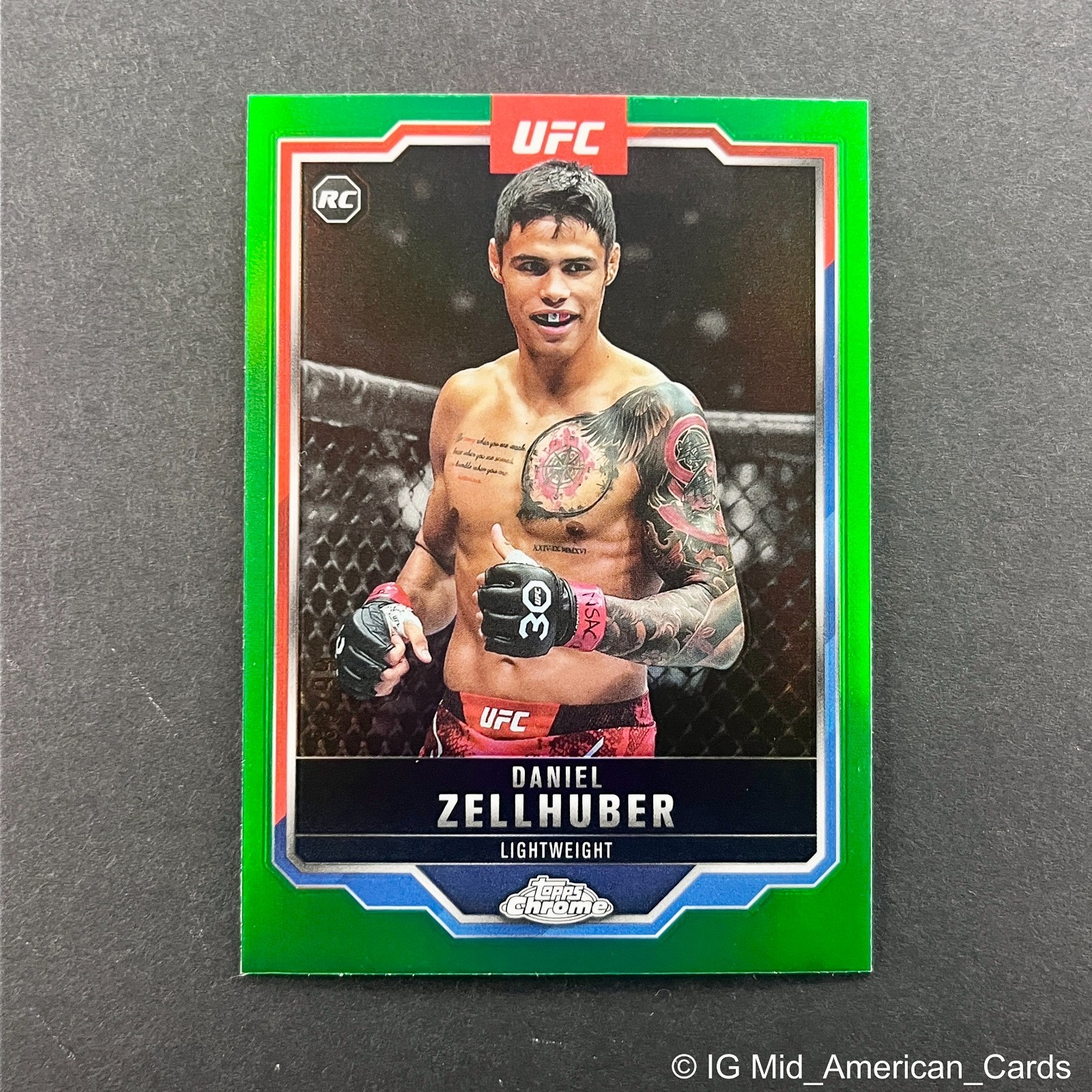 2025 Topps Chrome UFC #189 Daniel Zellhuber Green Refractor /99