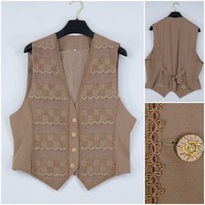 Womens Waistcoat Large Size US 10 EU 40 Brown Floral Formal Dress Vest