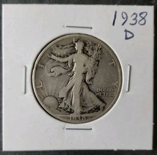 1938 D 50c Walking Liberty Silver Half Dollars