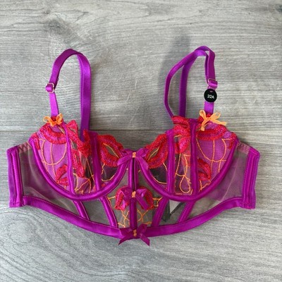 Ann Summers Kiss Me Quick Balconette-BH ohne Polster lila UVP 40 £ brandneu mit Etikett