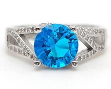 3CT Blue Topaz  Topaz 925 Solid Sterling Silver Ring Jewelry Sz 6 UB4-1