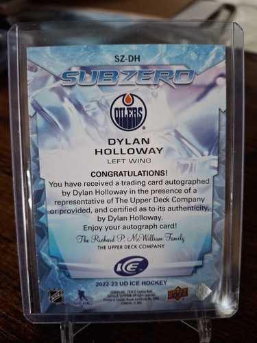 2022-23 UD ICE DYLAN HOLLOWAY SUBZERO AUTOGRAPH RC SZ-DH - Picture 2 of 2