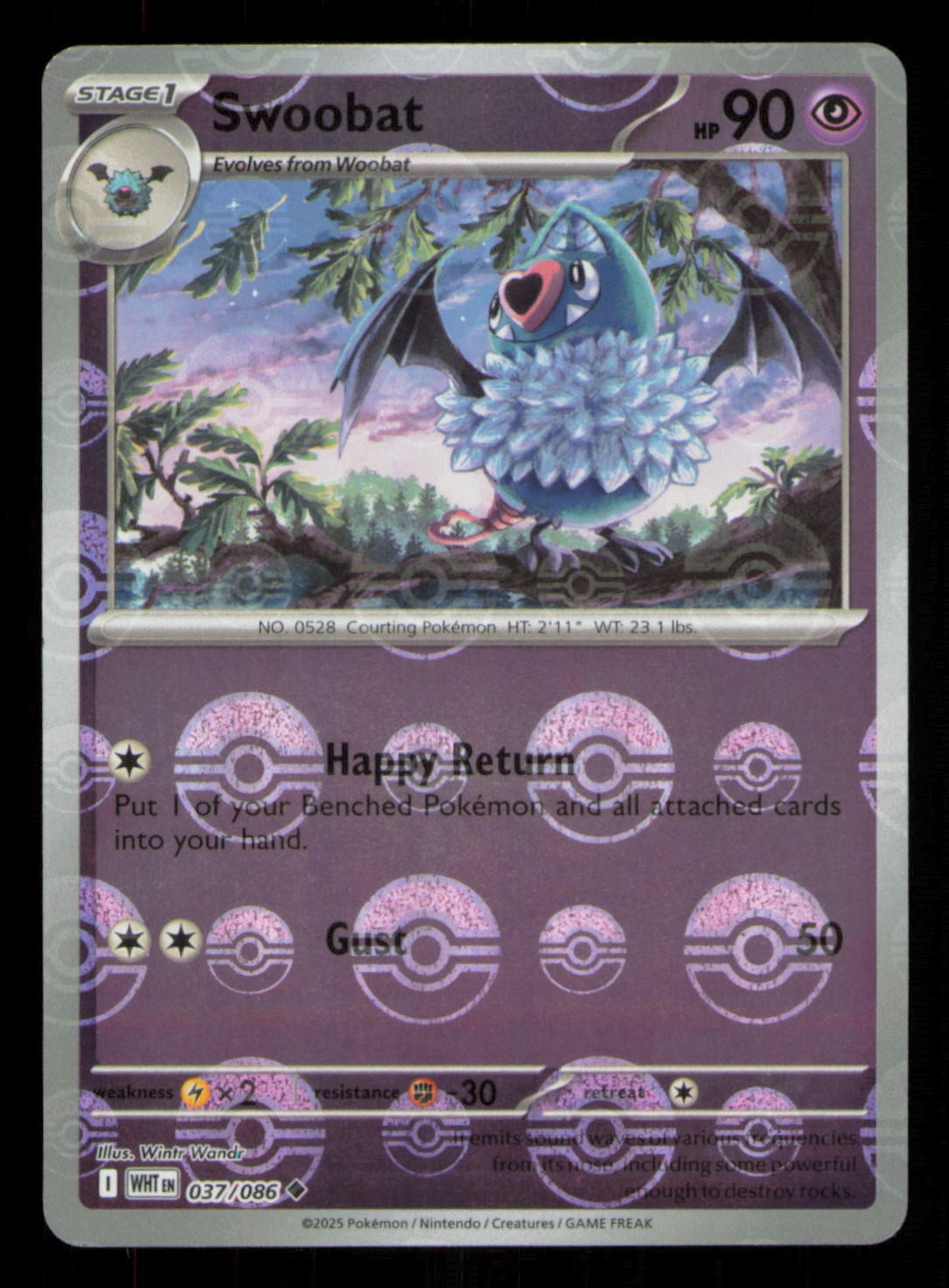 Swoobat (Poke Ball Pattern) Uncommon SV: White Flare 037/086 NM