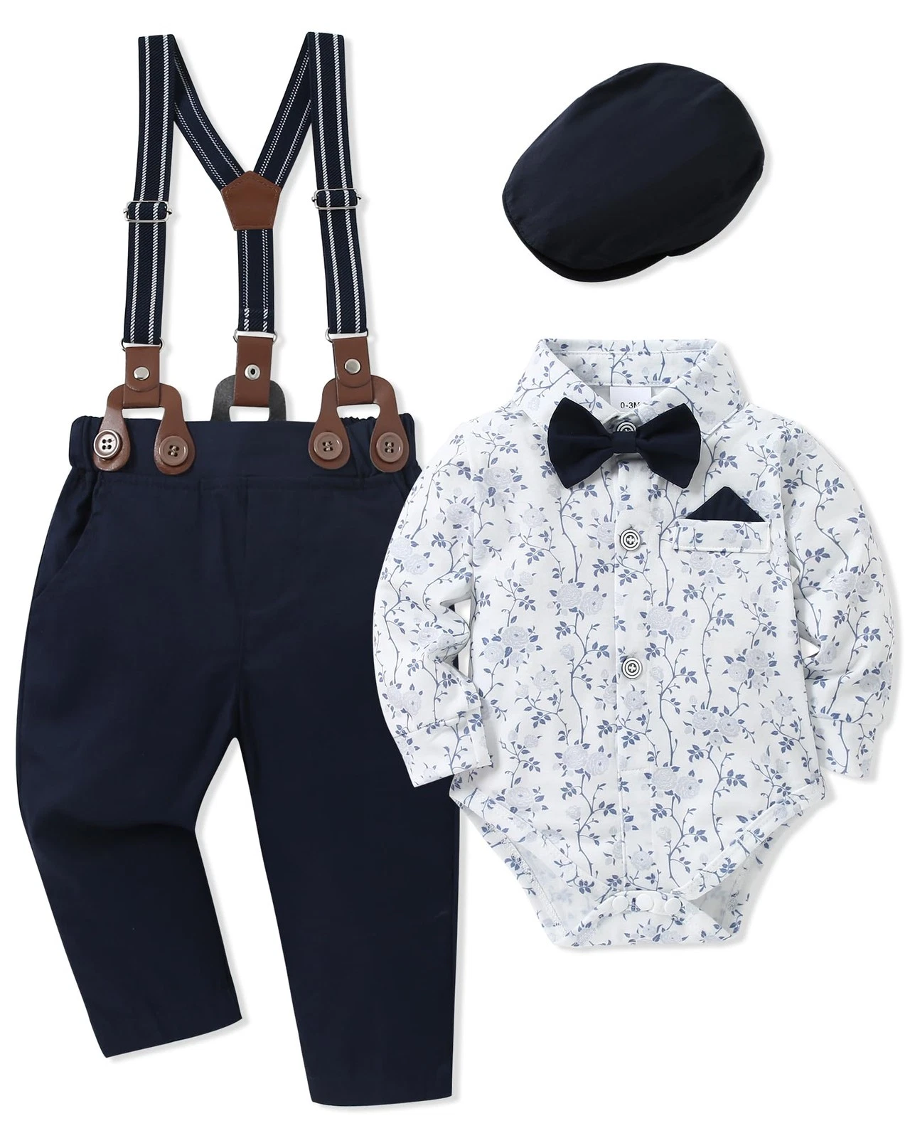 WESIDOM Baby Boy Clothes 024M Newborn Infant Gentleman Outfit, Shirt+Bowtie+B...