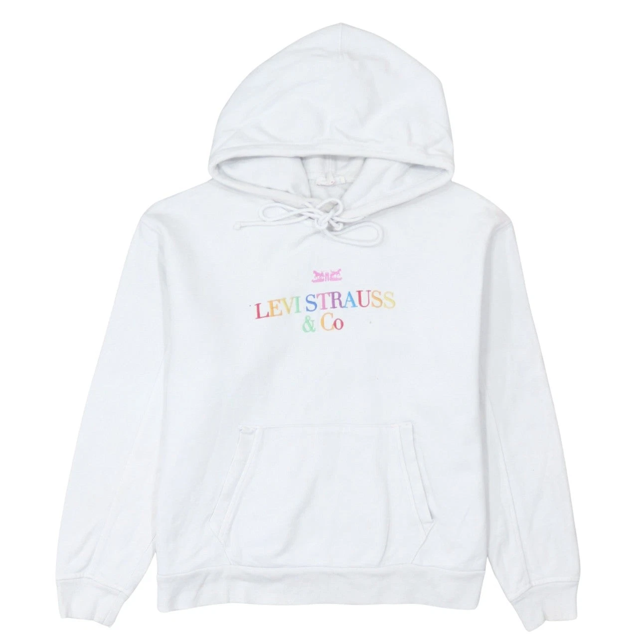 Levi's Womens White XS Pullover Hoodie with Logo Embroidery