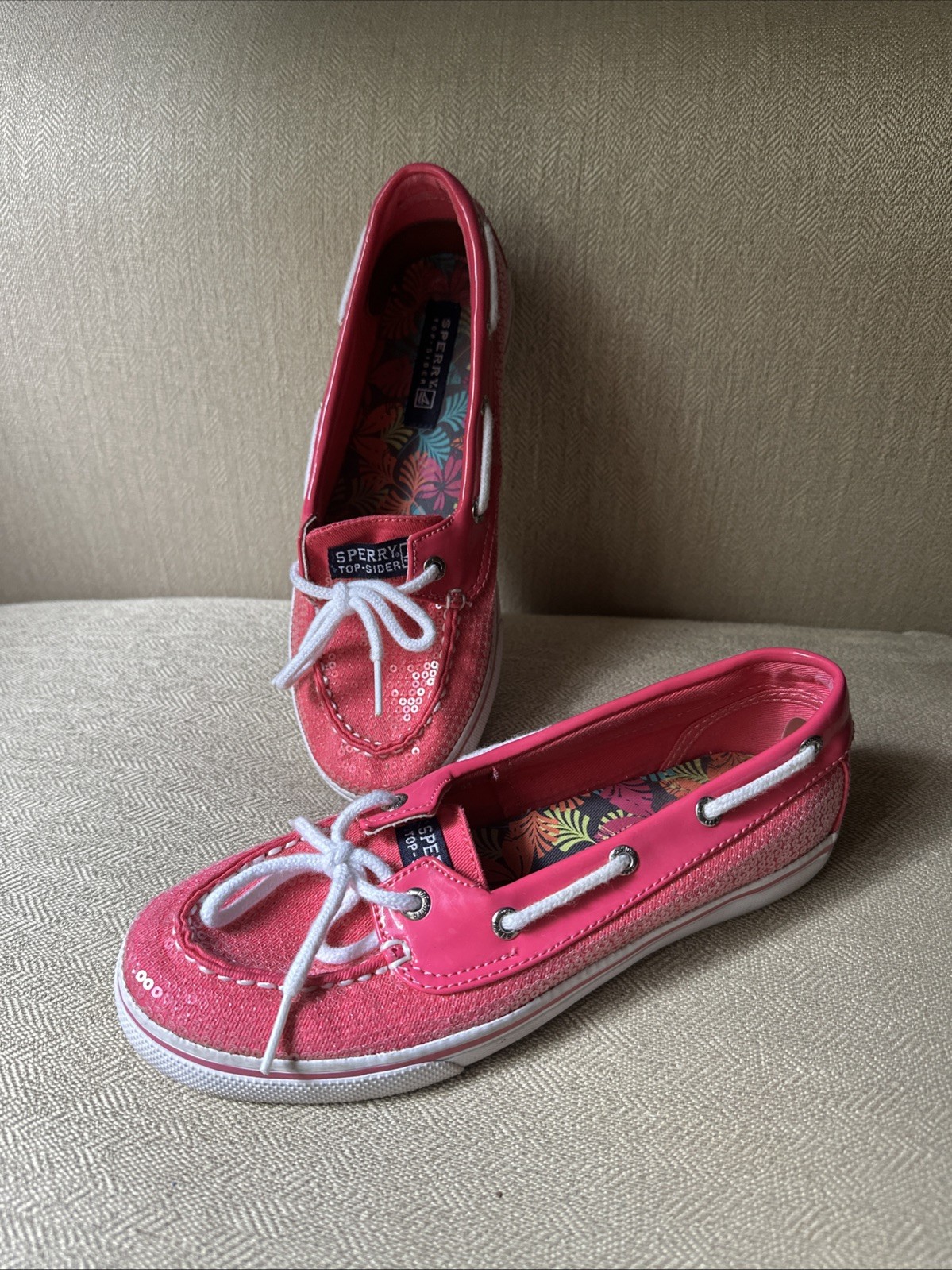 Sperry Top Sider Biscayne Pink Slip On Boat Shoes Youth Size 4 M