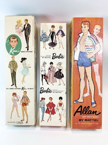 Vintage Barbie Lot: Dolls, Clothes, 3 Stands, Boxes, Ken, Allen, Midge