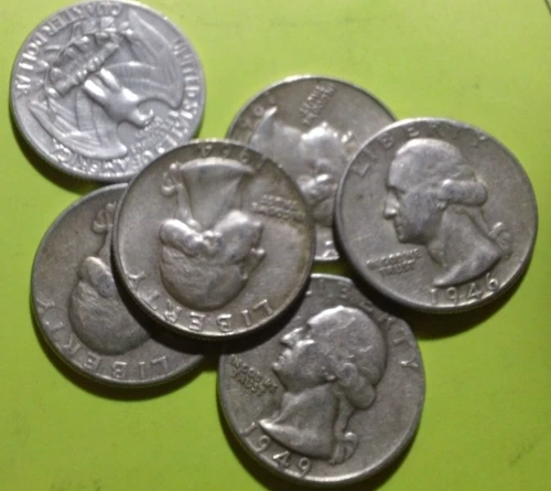 $1.50 Face Silver Washington quarters .900 fine, random dates, ave. circulated!
