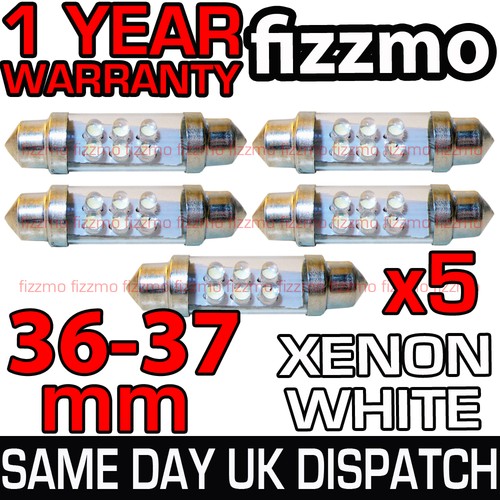 5x 239 272 C5w Sv8.5 12v 36mm 4 LED 6000k Blanc Plaque Immatriculation Habitacle