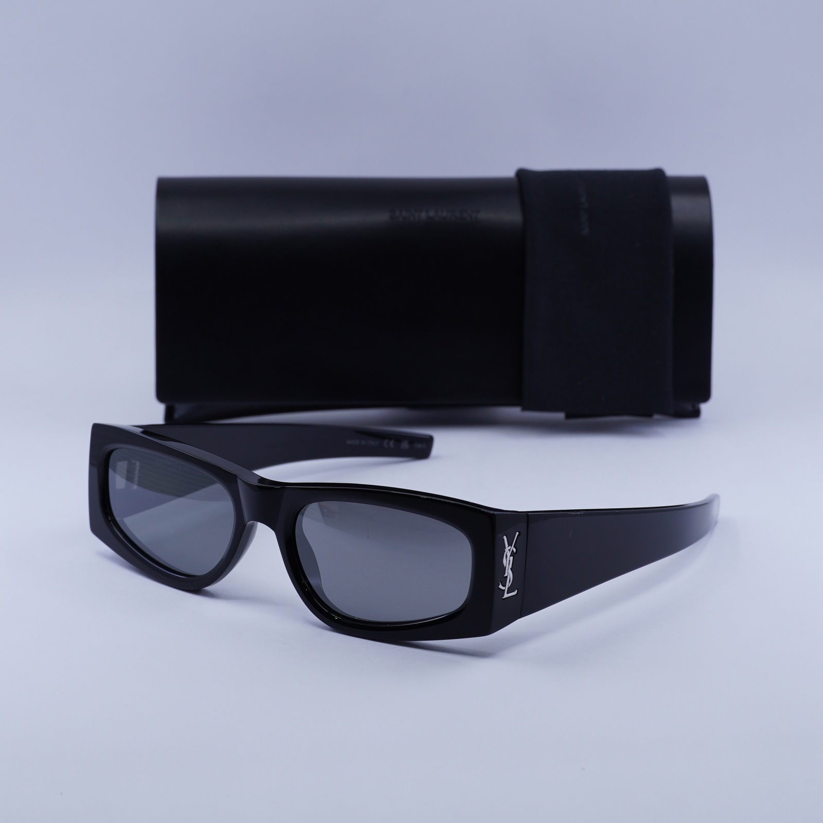 Nuovi occhiali da sole Saint Laurent SLM140 002 nero lucido grigio argento specchio 56 18 130