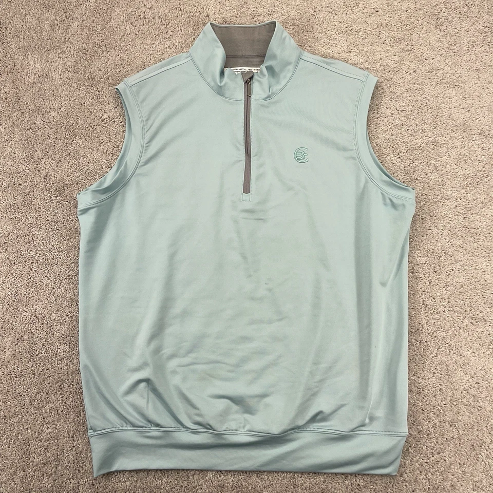 Мужской жилет для гольфа Carnoustie M зеленый 1/4 на молнии с ложным вырезом пуловер без рукавов логотип - Изображение 2 из 4