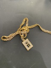 Vtg Prong Set Gold Tone Rhinestone Belt