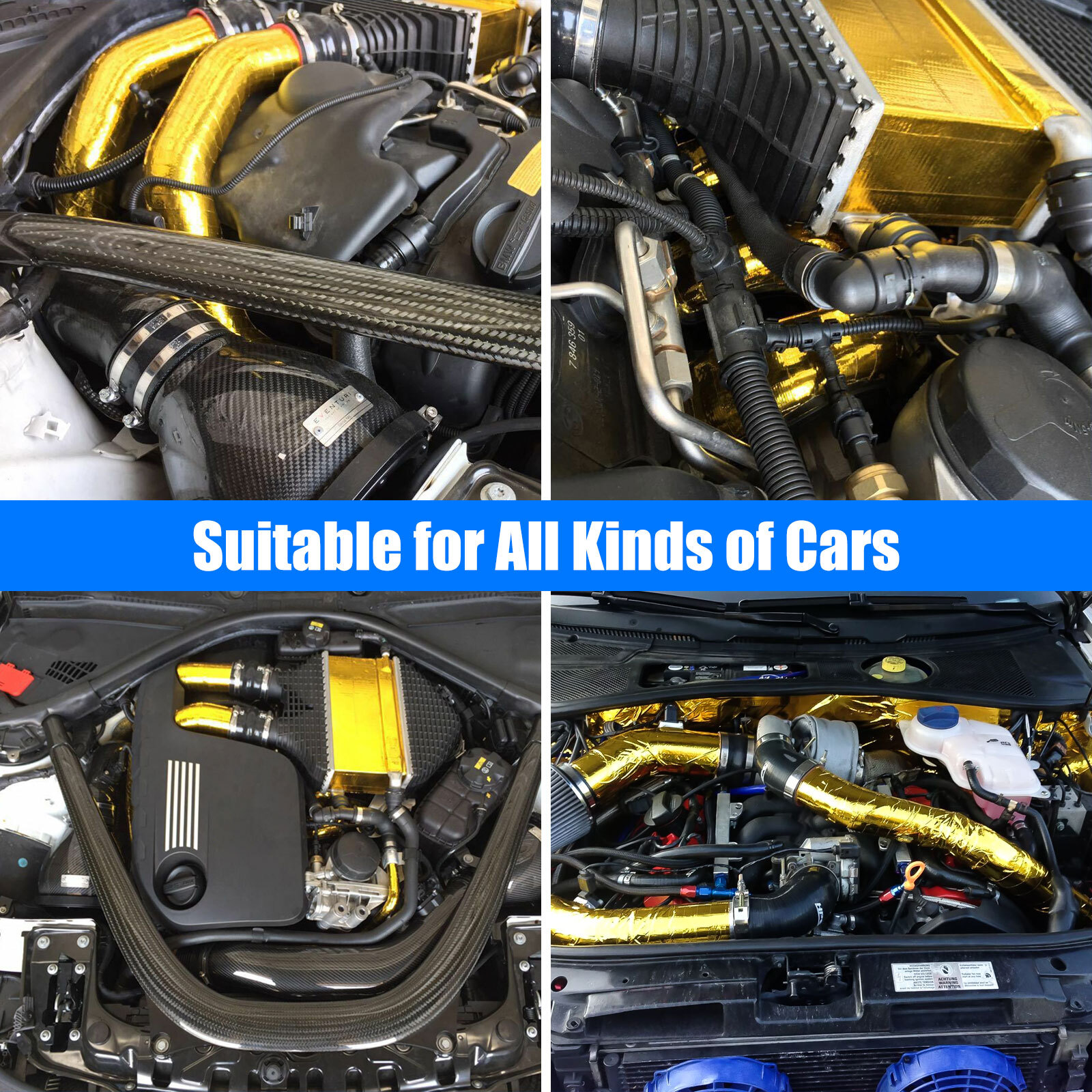 2" 30FT Gold Intake Heat Reflective Tape Wrap Selfadhesive High