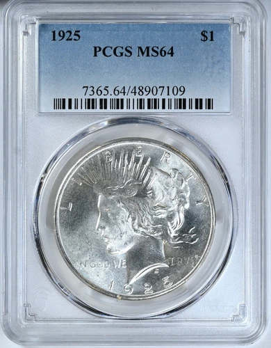 1925 PEACE Silver Dollar MS64 PCGS Graded $1 PQ Premium Coin 7365