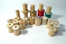 24 Assorted WOODEN THREAD SPOOLS Used No Thread Crafts