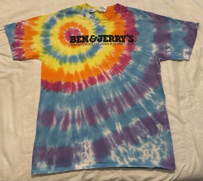 Ben & Jerry's Vermont s Finest Ice Cream Frozen Yogurt L T-Shirt Tie-Dye Rainbow