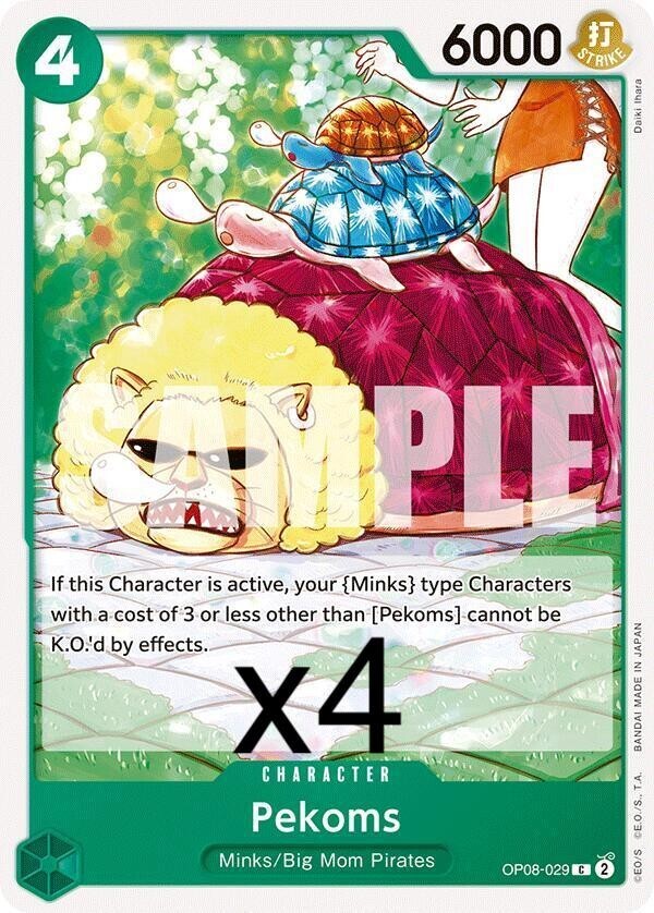 4X One Piece Card Game Pekoms OP08-029 Common NM