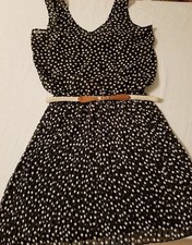 NWT Speechless Junior Womens Size M Sleeveless Black Polka Dot Dress w/Belt