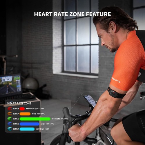 COOSPO HW9 Heart Rate Monitor Armband,ANT+ and Dual Bluetooth5.0 HRM,Optical Hea - Picture 4 of 8