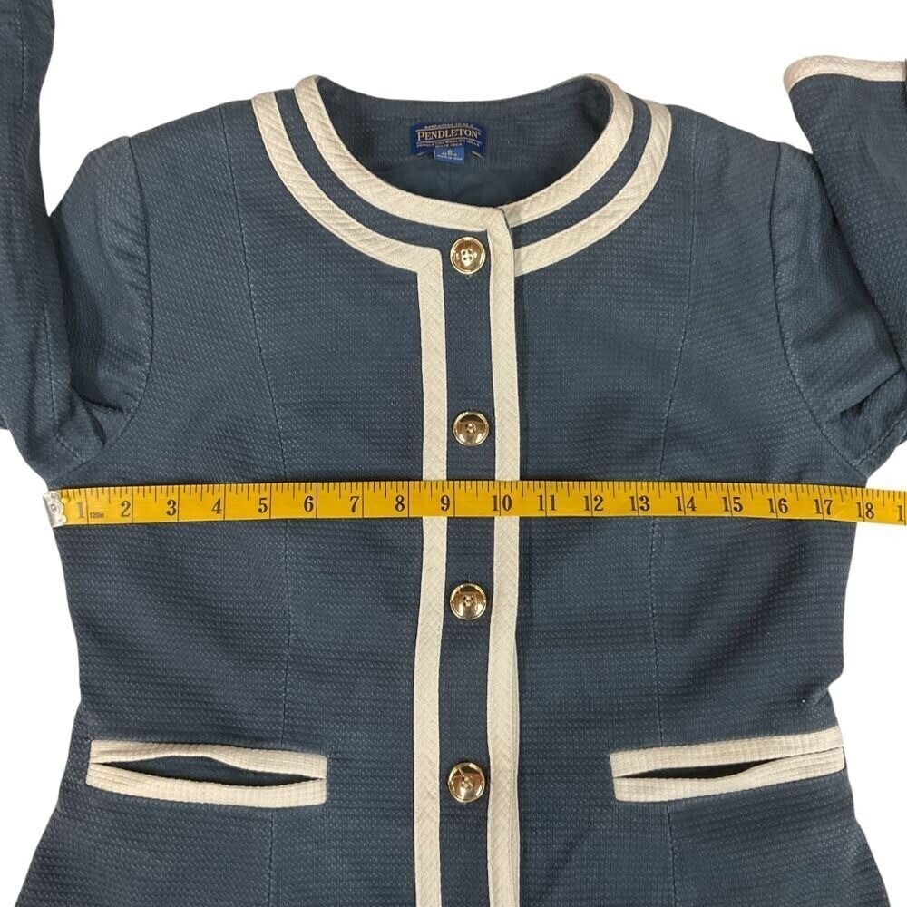 Pendleton Gold Button Blazer Jacket Blue White Tr… - image 5