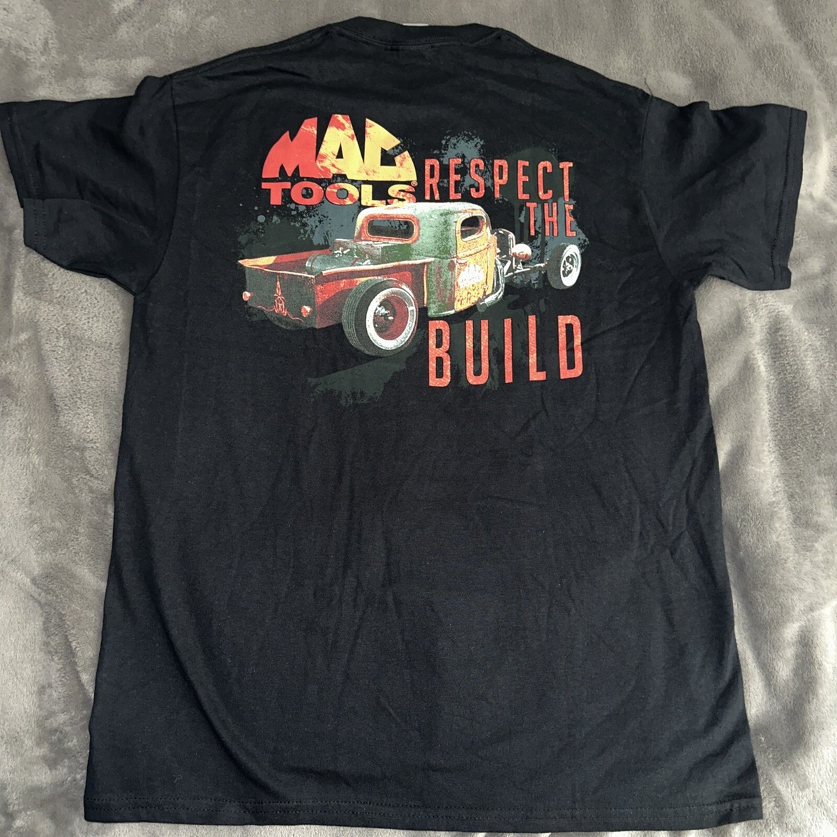 Mac Tools Black T-Shirt Respect The Build Hot Rod Rat Classic Car