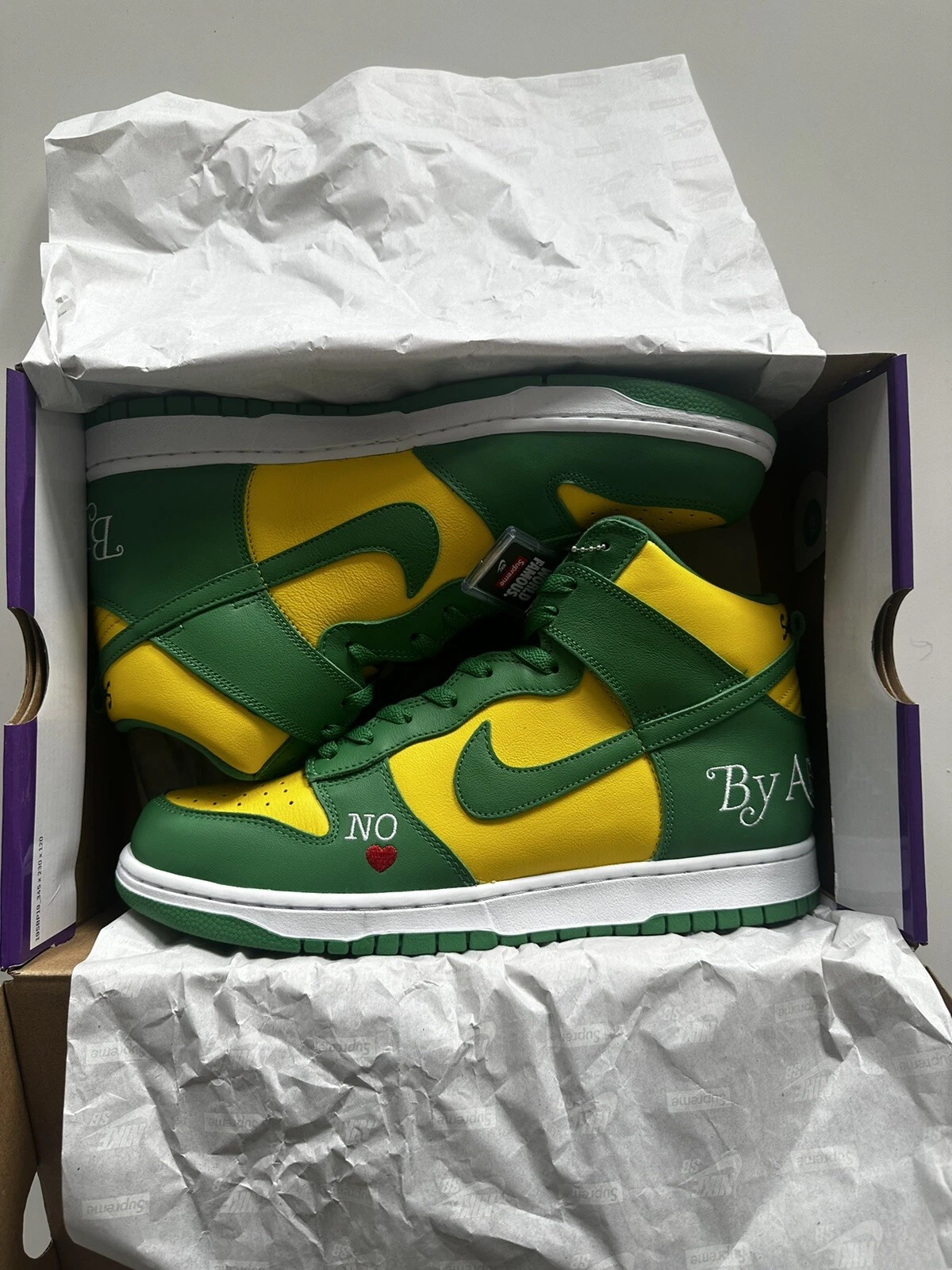 Nike x Supreme SB Dunk High OG QS BAMN « Brésil » Royaume Uni 11/États Unis 12/UE 46 DN3741700