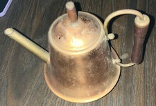 Mid Century Spartan Copper Wooden Handle Tea Pot 8" Made In USA