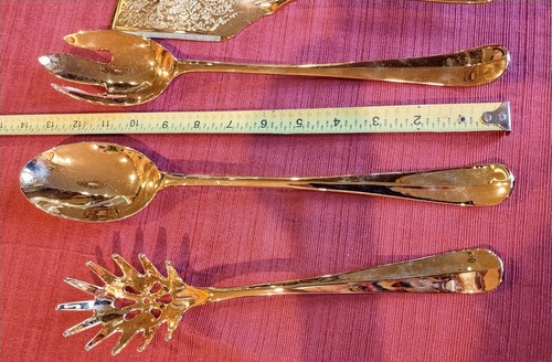 5-pc International Silver Gold SIMPLICITY Flatware Server Set Cake Pasta Salad - Picture 3 of 18