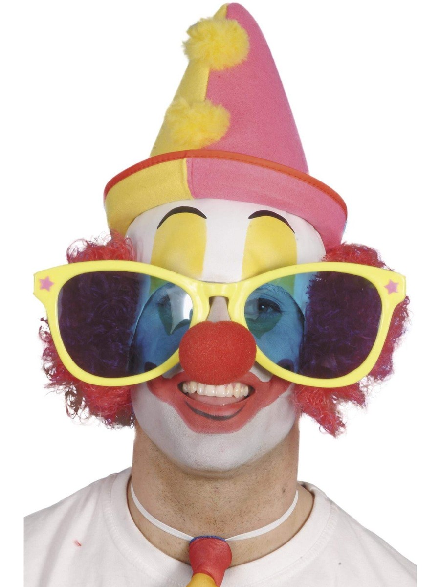 Clown Giant Bright Yellow Sunglasses Funny Fancy Dress Costume