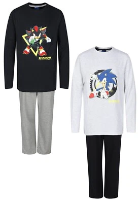 EX UK STORE® Jungen Sonic Schlafanzüge Langarm Schlafanzug Sets 6 bis 15 Jahre Cartoon Spiel Nachtwäsche
