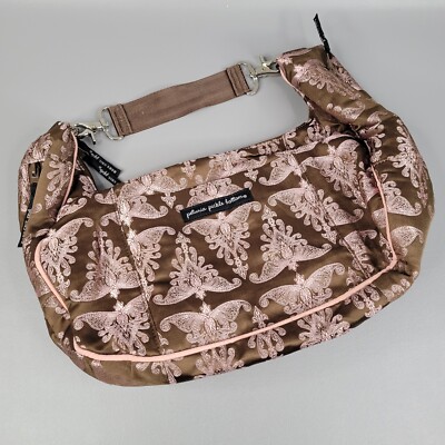 Petunia Pickle Bottom Touring Tote Diaper Bag Half Moon Pink Brown Satin Paisley