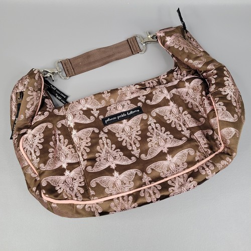 Petunia Pickle Bottom Touring Tote Diaper Bag Half Moon Pink Brown Satin Paisley