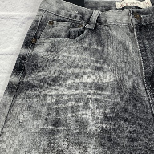 GS115 McQueen Slim Fit Jeans Boy Size 18 Black Denim Stone Wash Distressed 28x29 - Picture 10 of 18