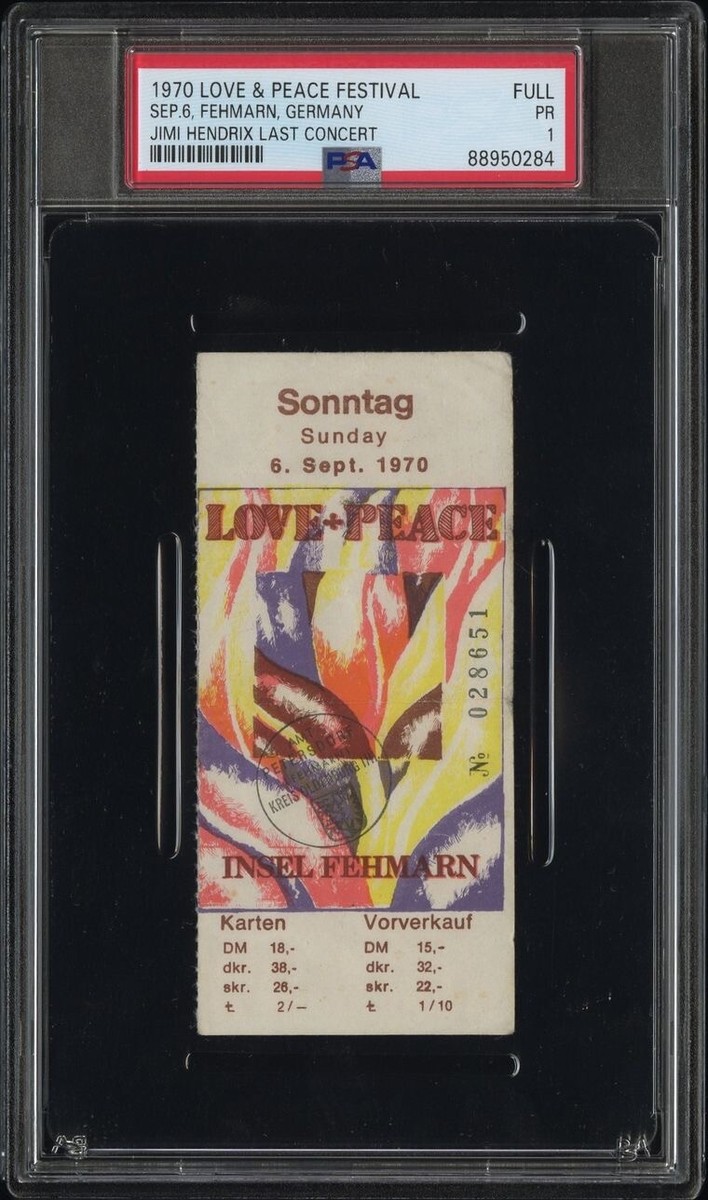 JIMI HENDRIX LAST CONCERT/FINAL PERFORMANCE 9/6/1970 FULL TICKET