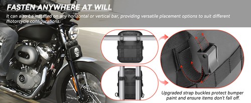 For Harley Cruiser Softail Dyna Sportsters Motorcycle Handlebar Bag - Picture 13 of 13