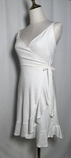 Gianni Bini Flare A-Line Dress Large Wrap Tie Spaghetti White