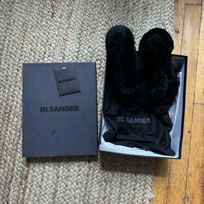 JIL SANDER ARCHIVE FW17 BLACK FAUX FUR HEELS Size US 7/EU 37