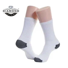 6-12 Pairs Men's White Work Sports Athletic Crew Socks Cotton Size 9-11 & 10-13