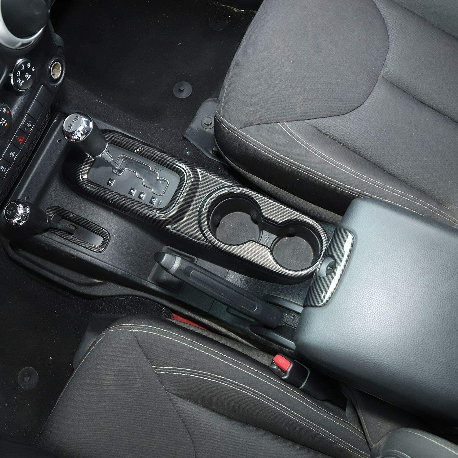3*Center Console Gear Shift Cup Holder Cover Trim for Jeep Wrangler JK