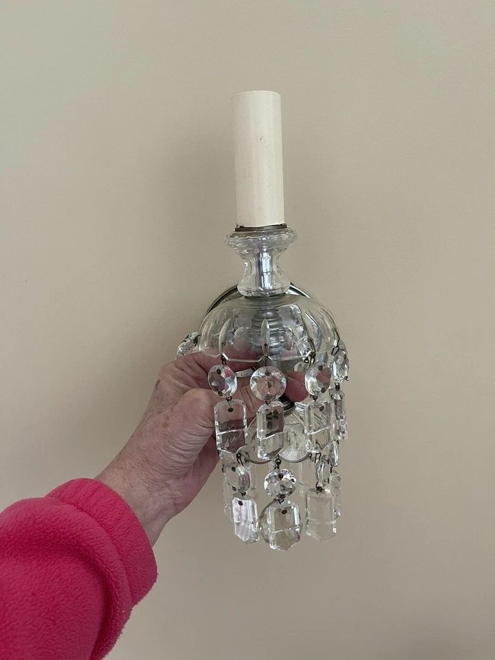 1 - Aplique de pared antiguo de cristal georgiano plateado Foto 2 de 4