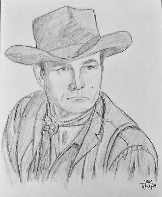 RAWHIDE PENCIL DRAWING 11x14 ERIC FLEMING GIL FAVOR PORTRAIT SKETCH | eBay