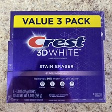 Crest 3D Stain Eraser Toothpaste, Polishing mint, 3.1 oz, 3 Pack 02/26