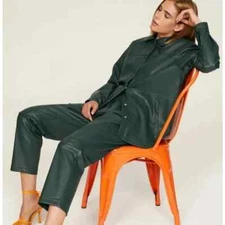 Love, Whit by Whitney  Design Collective Faux Leather Shacket shirt jacket  L